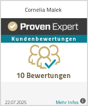 ProvenExpert-Bewertungssiegel: 10 Kundenbewertungen für Cornelia Malek
